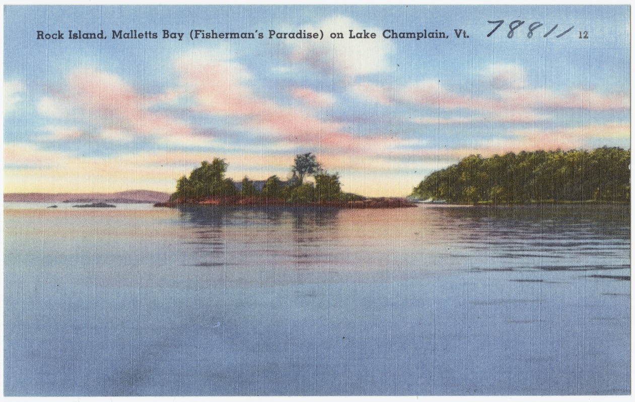 Rock Island, Malletts Bay (Fisherman's Paradise) on Lake Champlain, Vt