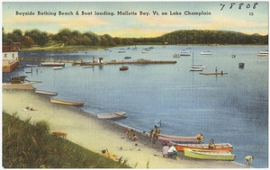 Bayside bathing beach & boat landing, Malletts Bay, Vt. on Lake Champlain