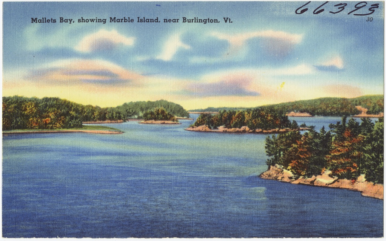 Malletts Bay, showing Marble Island, near Burlington, Vt.
