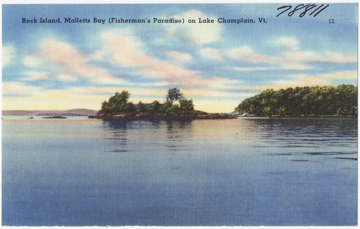 Rock Island, Malletts Bay (Fisherman's Paradise) on Lake Champlain, Vt