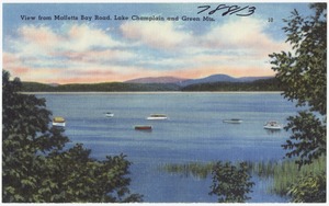 View from Malletts Bay Road, Lake Champlain and Green Mts.