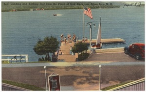 Boat landing and bathing pier from the porch of Oak Birch Inn, Alton Bay, N.H.