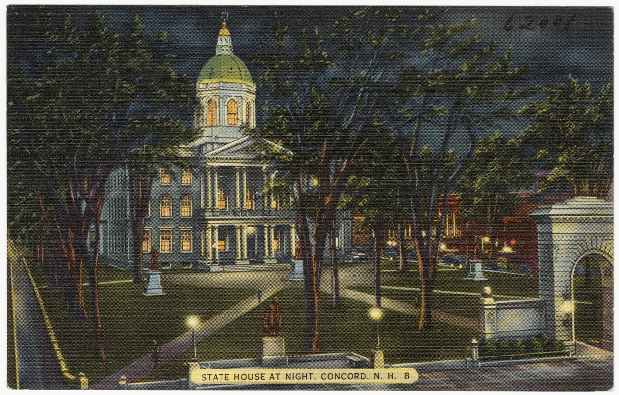 State House at night, Concord, N.H. Digital Commonwealth