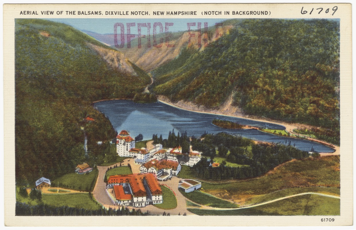 Aerial View of the Balsams, Dixville Notch, New Hampshire (Notch in background)