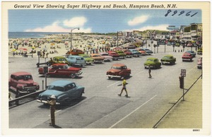 General view showing Super Highway and beach, Hampton Beach, N.H.