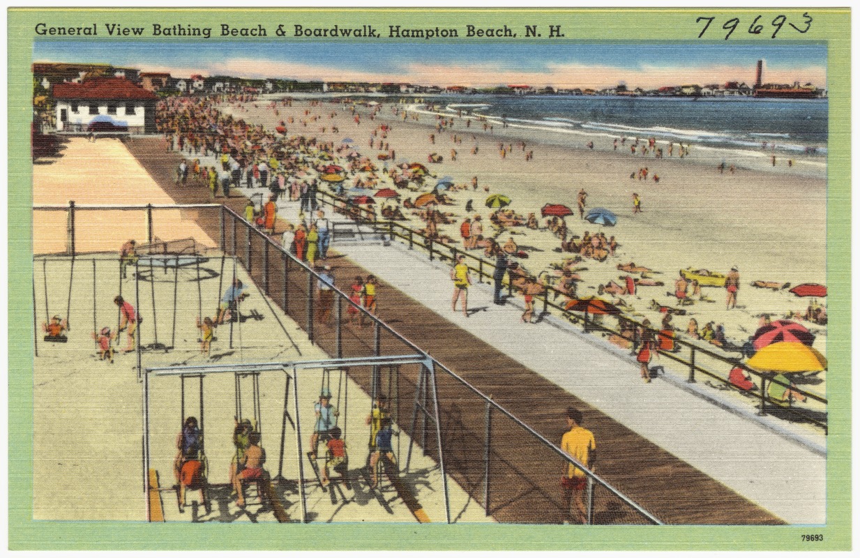 General view bathing beach & boardwalk, Hampton Beach, N.H. Digital