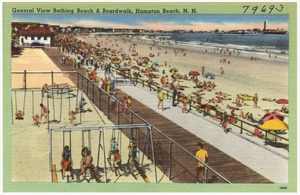 General view bathing beach & boardwalk, Hampton Beach, N.H.