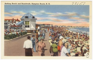 Bathing beach and boardwalk, Hampton Beach, N.H.