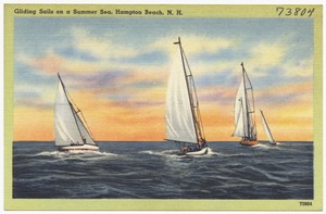 Gliding sails on a summer sea, Hampton Beach, N.H.
