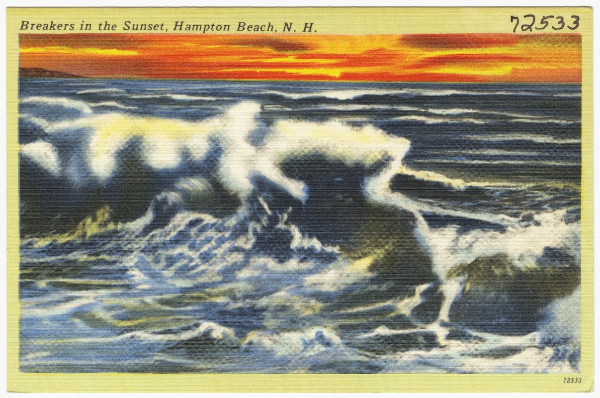 Breakers in the sunset, Hampton Beach, N.H. Digital Commonwealth