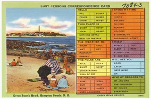 Busy Persons Correspondence Card, Great Boar's Head, Hampton Beach, N.H.