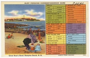 Busy Persons Correspondence Card, Great Boar's Head, Hampton Beach, N.H.