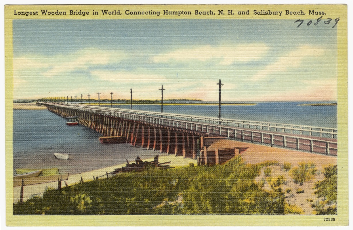 Longest Wooden Bridge in the world, connecting Hampton Beach, N.H. and Salisbury Beach, Mass.