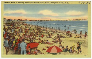 General view of bathing beach and Great Boar's Head, Hampton Beach, N.H.