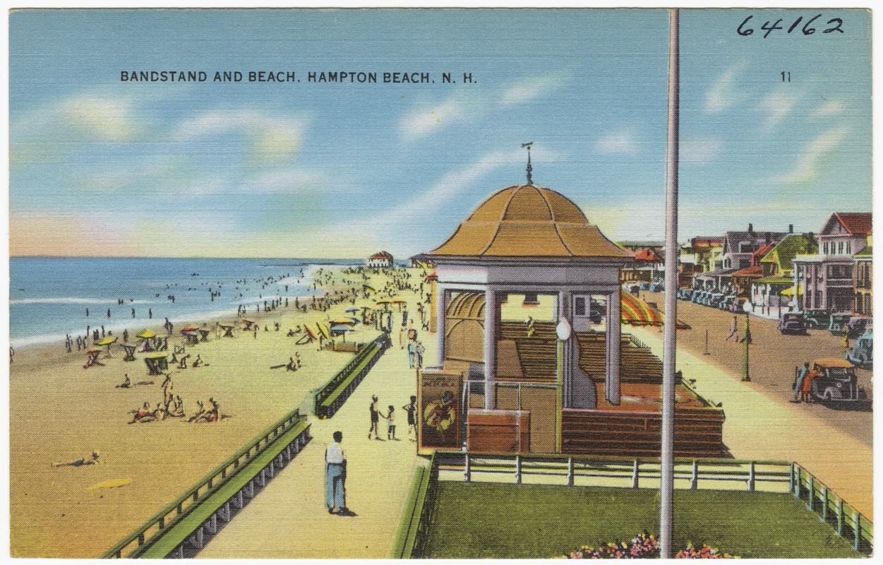 Bandstand and beach, Hampton Beach, N.H.