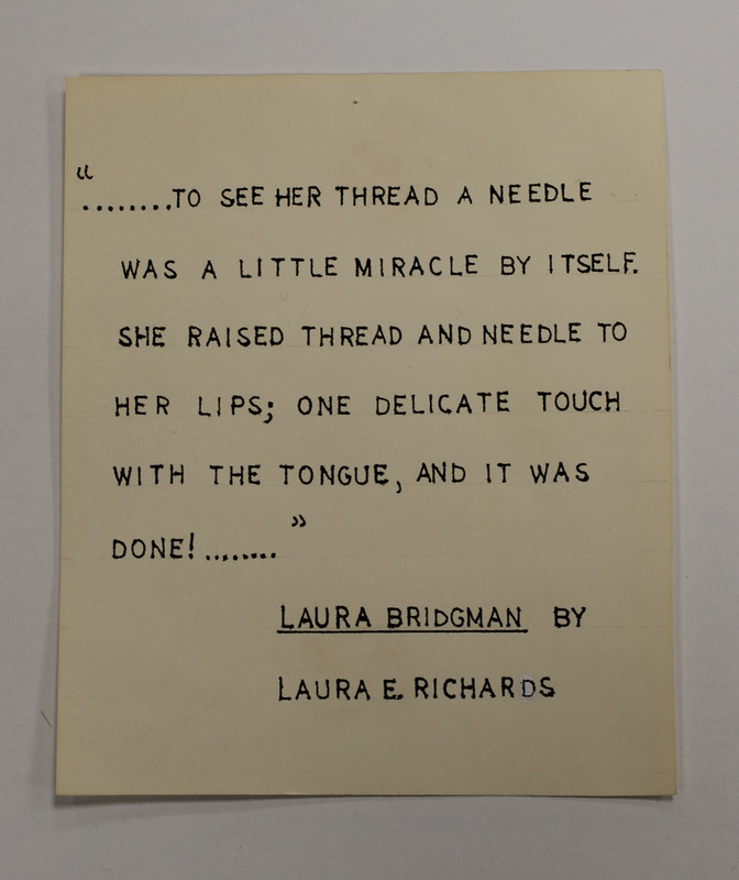 Quote about Laura Bridgman by Laura E. Richards on board