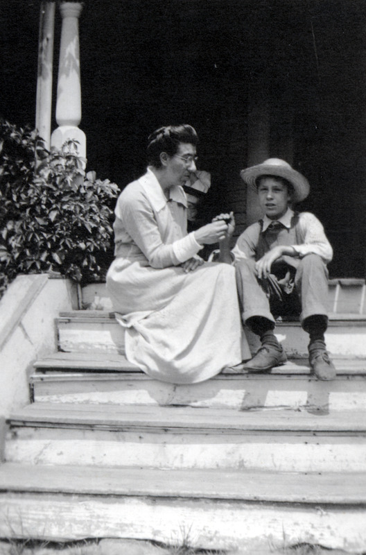 Ernest and Teacher on Porch