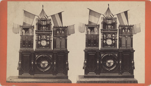 Model Clock Tower with Flags