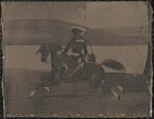 Genre scene of horseback rider