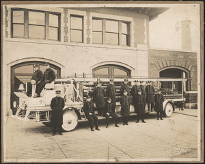 Firemen and ladder truck, station No. 10, New Bedford
