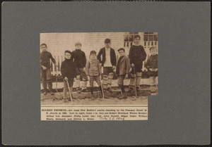 Hockey experts are these New Bedford youths standing by the Pleasant Street M. E. church in 1895