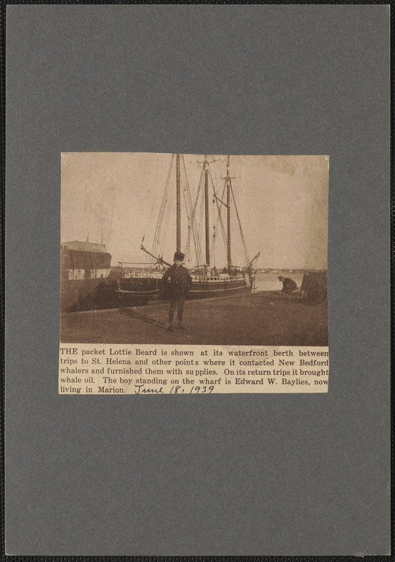The packet Lottie Beard is shown at its waterfront berth between trips to St. Helena and other points