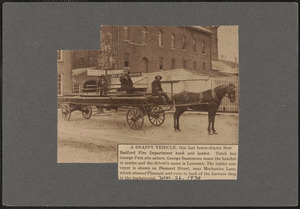 A snappy vehicle, this last horse-drawn New Bedford Fire Department hook and ladder