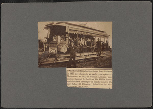 Passengers returning from Fort Rodman in 1897 are shown in an early type open car