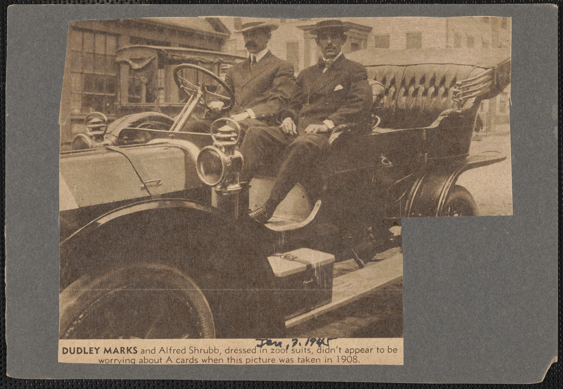 Dudley Marks and Alfred Shrubb, dressed in zoot suits