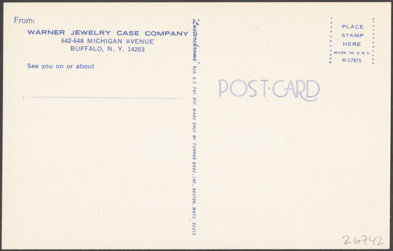 Your Warner box man is coming. Warner Jewelry Case Co. - Buffalo, N. Y. 14203