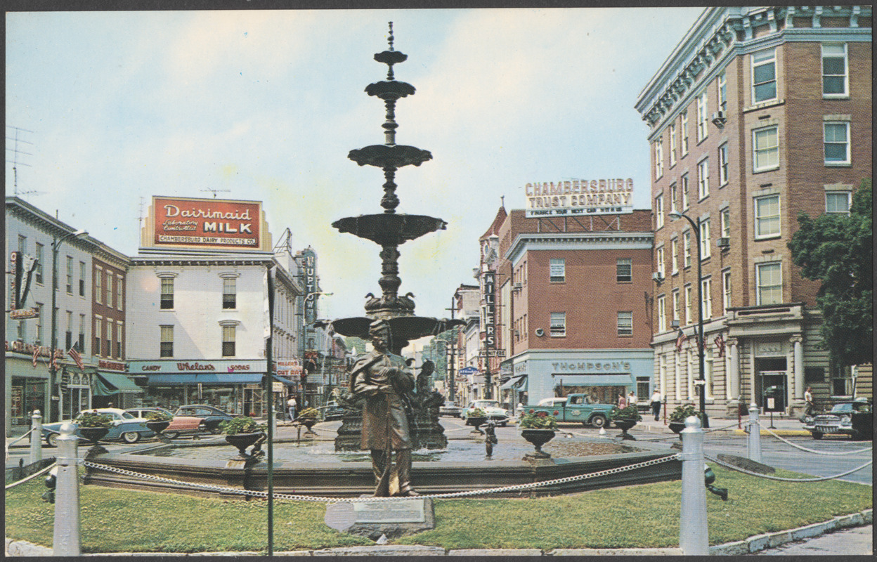Memorial fountain in square, Chambersburg, Pennsylvania