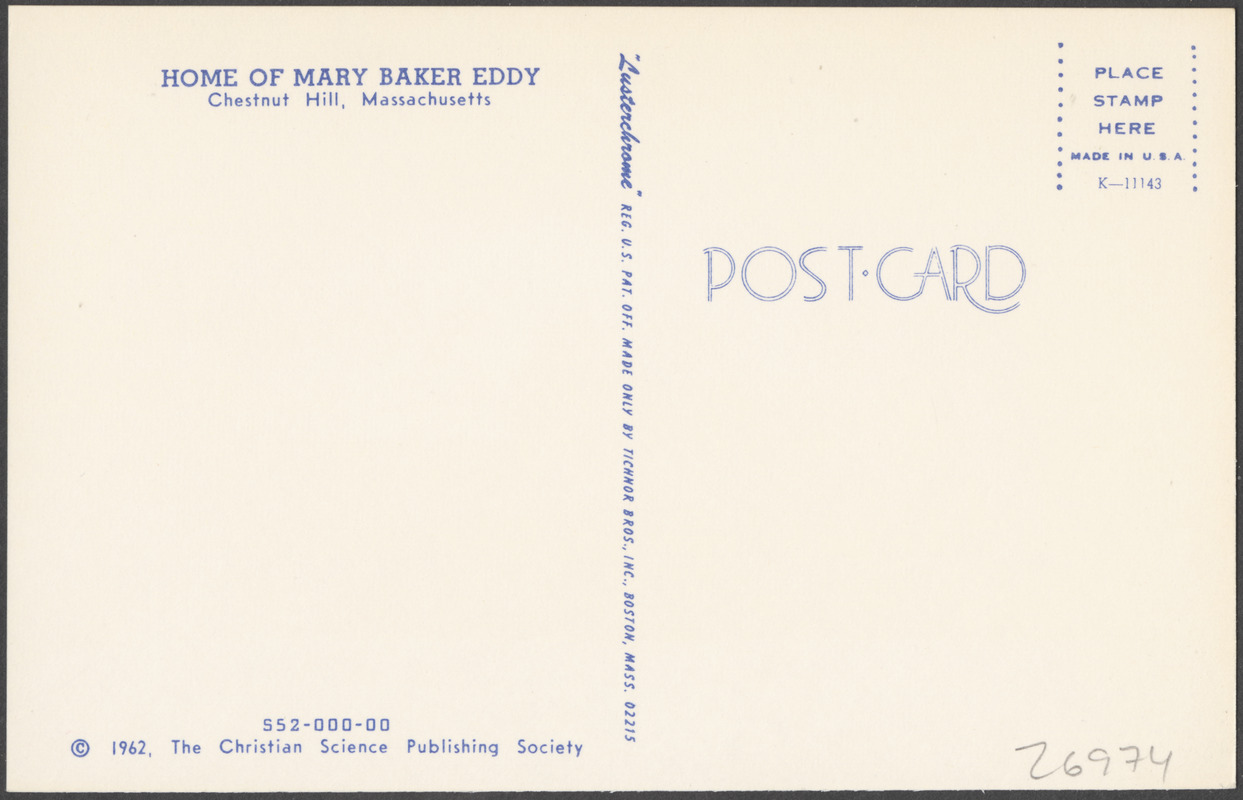 Home of Mary Baker Eddy, Chestnut Hill, Massachusetts