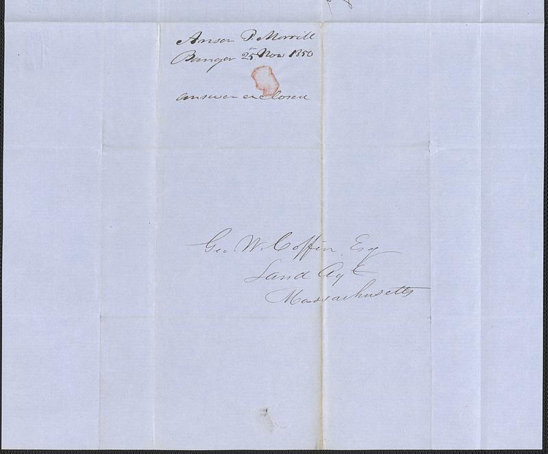 Anson P. Morrill to George Coffin, 25 November 1850