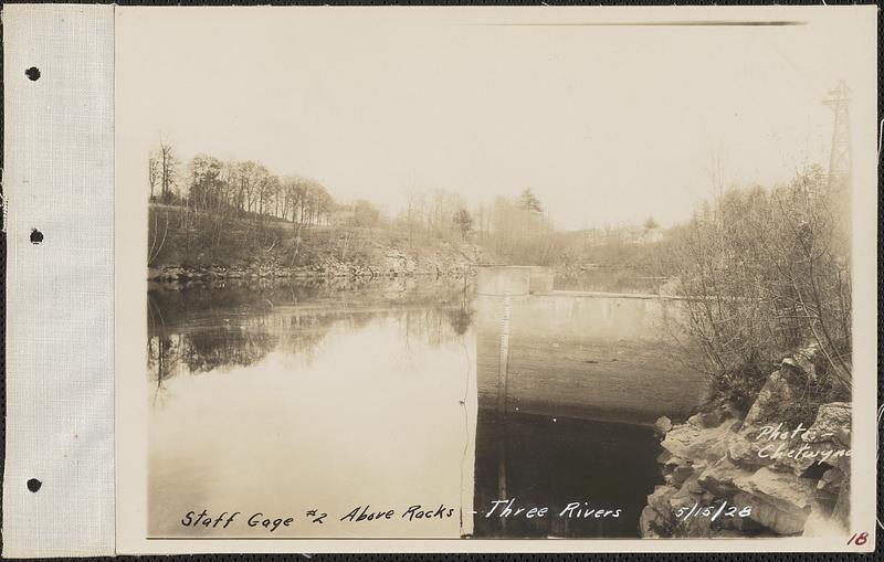 Three Rivers, staff gage #2, above racks, Palmer, Mass., May 15, 1928