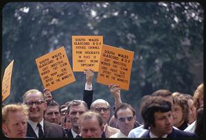 Labor demonstration outside Palace of Westminster, London
