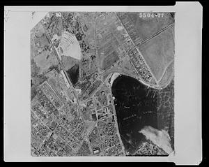 Aerial view of Whalom Lake and the properties near Lake Front Avenue and Prospect Street
