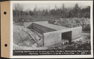 Contract No. 57, Portion of Petersham-New Salem Highway, New Salem, Franklin County, looking northerly at culvert at Sta. 114+80, New Salem, Mass., Nov. 18, 1936