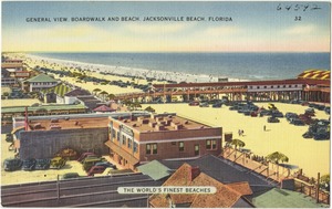 General view, boardwalk and beach, Jacksonville Beach, Florida