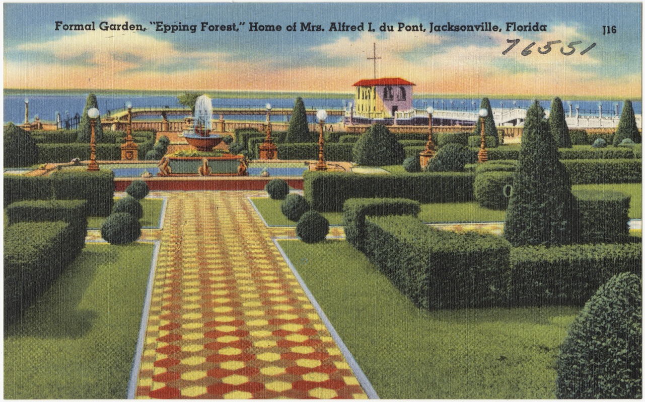 Formal garden, "Epping Forest," home of Mrs. Alfred I. du Pont, Jacksonville, Florida