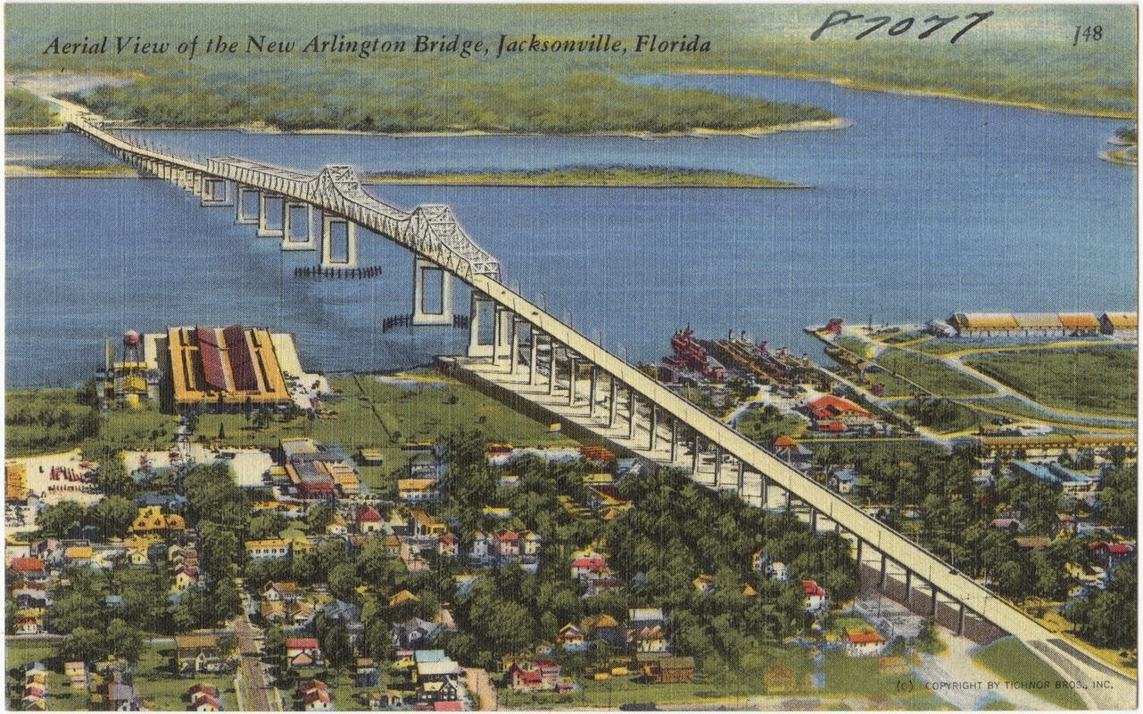 Aerial view of the new Arlington Bridge, Jacksonville, Florida