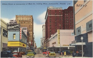 Adams Street at intersection of Main St., looking west, Jacksonville, Florida