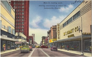 Main St., looking south, showing intersection at Adams St. Jacksonville, Florida