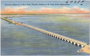 Oversea highway to Key West, Florida, looking S.W. from lower Matecumbe