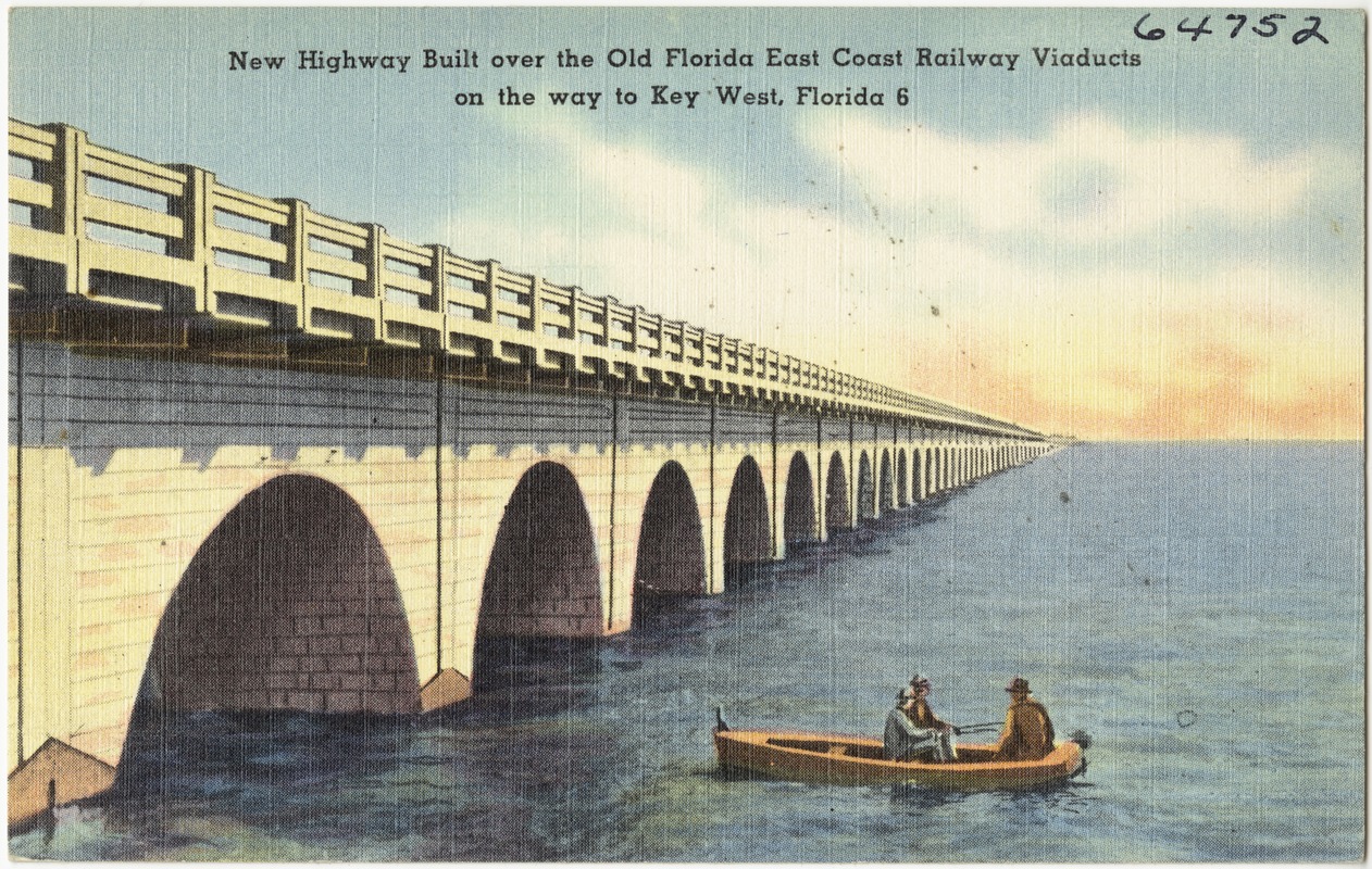 New highway built over the old Florida East Coast Railway viaducts on the way to Key West, Florida