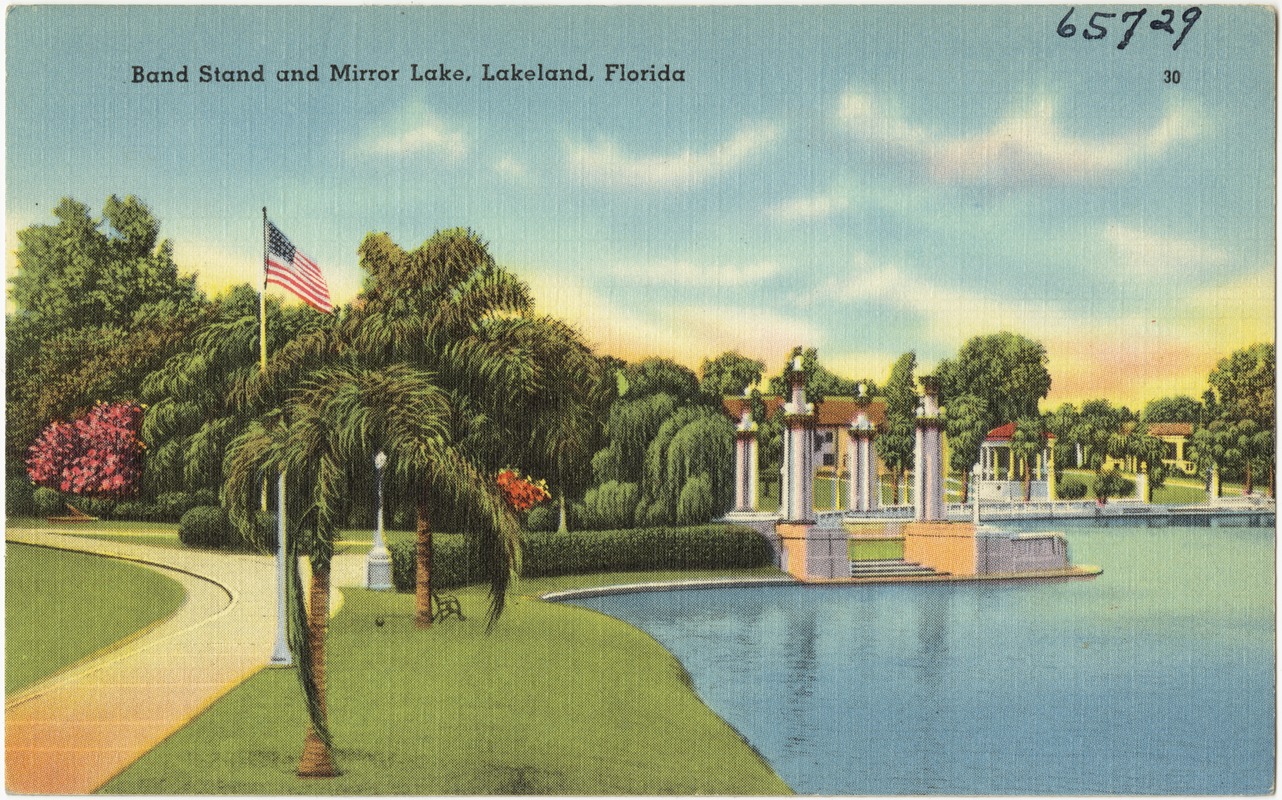 Band stand and landing, on Lake Mirror, Lakeland, Florida