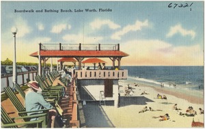 Boardwalk and bathing beach, Lake Worth, Florida