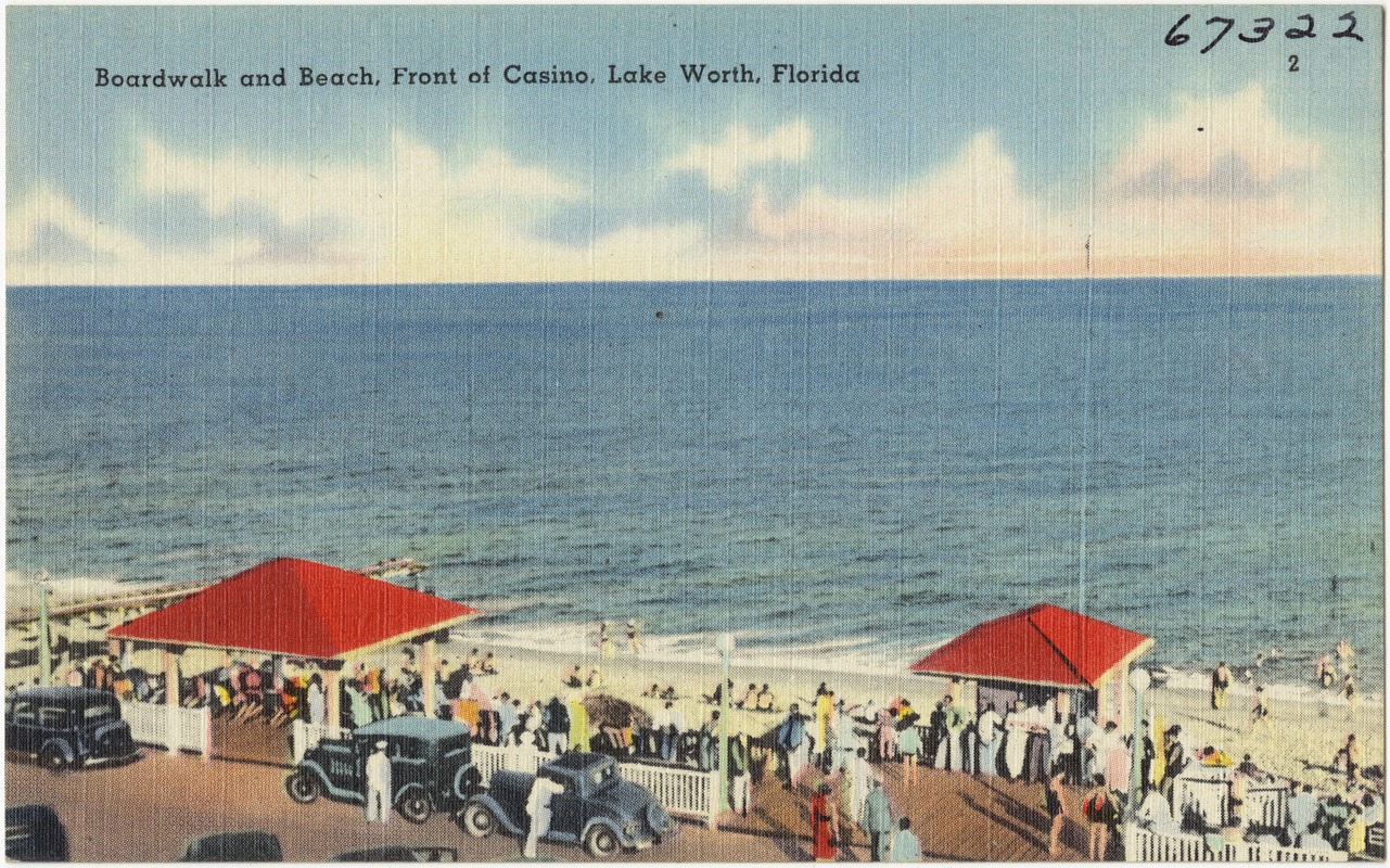 Boardwalk and beach, front of casino, Lake Worth, Florida