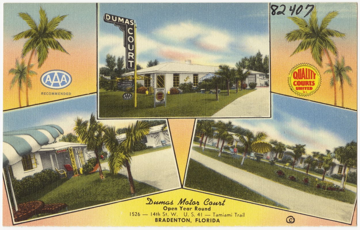 Dumas Motor Court, open year round, 1526-14th St. W. U.S. 41- Tamiami Trail, Bradenton, Florida