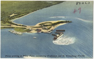 Ferry arriving at Piney Point, connecting Bradenton and St. Petersburg, Florida