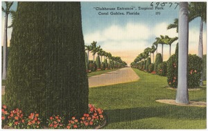 "Clubhouse entrance", tropical park, Coral Gables, Florida